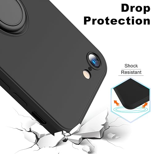 Miniatura 10 de DNTMZIN Funda diseñada para Samsung Galaxy S23, silicona con anillo de 360 con soporte de soporte, cordón de microfibra de seda suave, cubierta