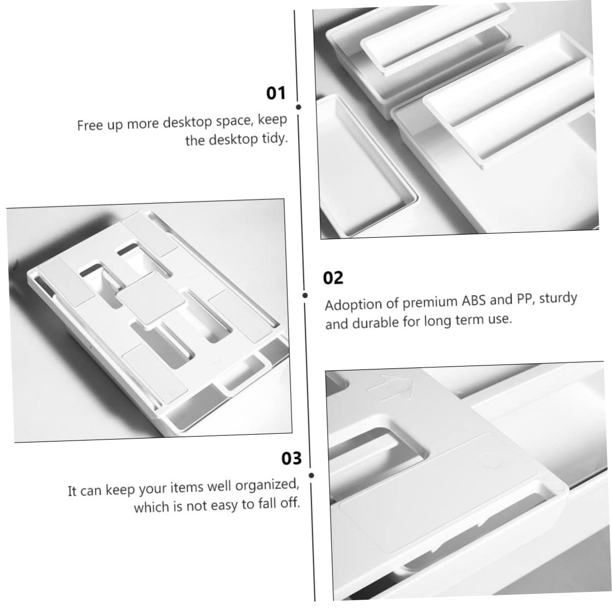 Artibetter 2pezzi Sottotavolo Estraibile Per Portapenne Organizer Invisibile Per Cancelleria e Articoli Per Ufficio Realizzato Materiali Design Autoadesivo Per Uso Prolungato