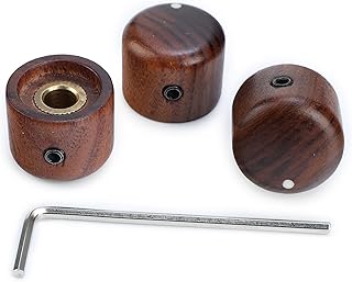 3Pcs Rose Wood Guitar Volume Tone Knobs with 6mm（15/64"） Brass Hole Bass Guitar Control Knobs for Strat Telecaster Jazz Les Paul Replacement Parts
