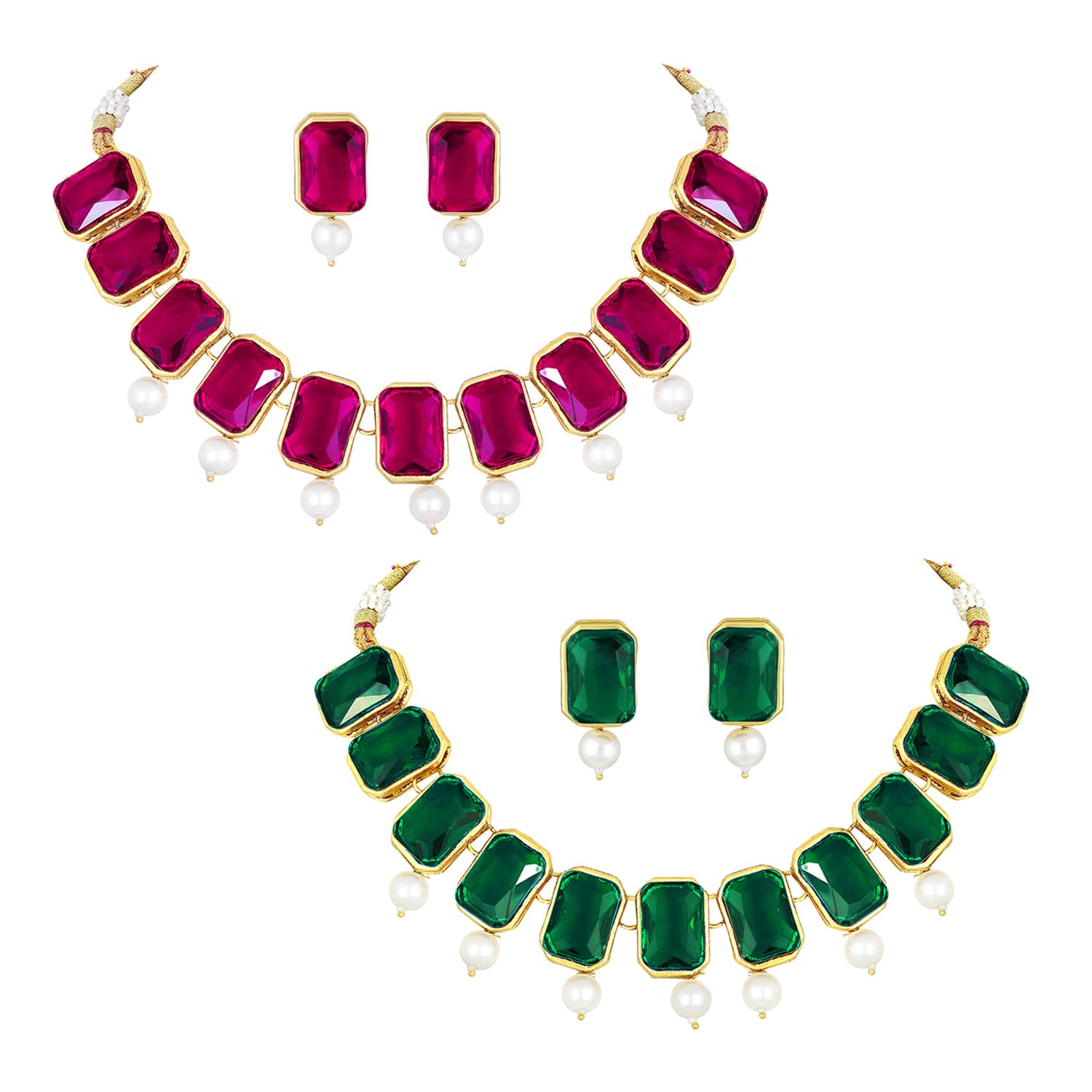 peora Traditional Crystal Necklace & Jewellery Set Gift for Women-picture-35