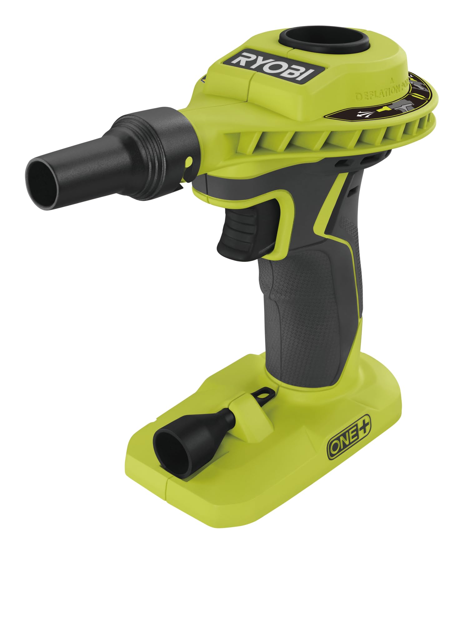 RYOBI - Gonfleur à Volume d’Air sans Fil 18V One+ R18VI-0 – Idéal Matelas, Piscines, Bouées – Compact, Embouts Inclus, Fonction Soufflage – Batterie Non Incluse
