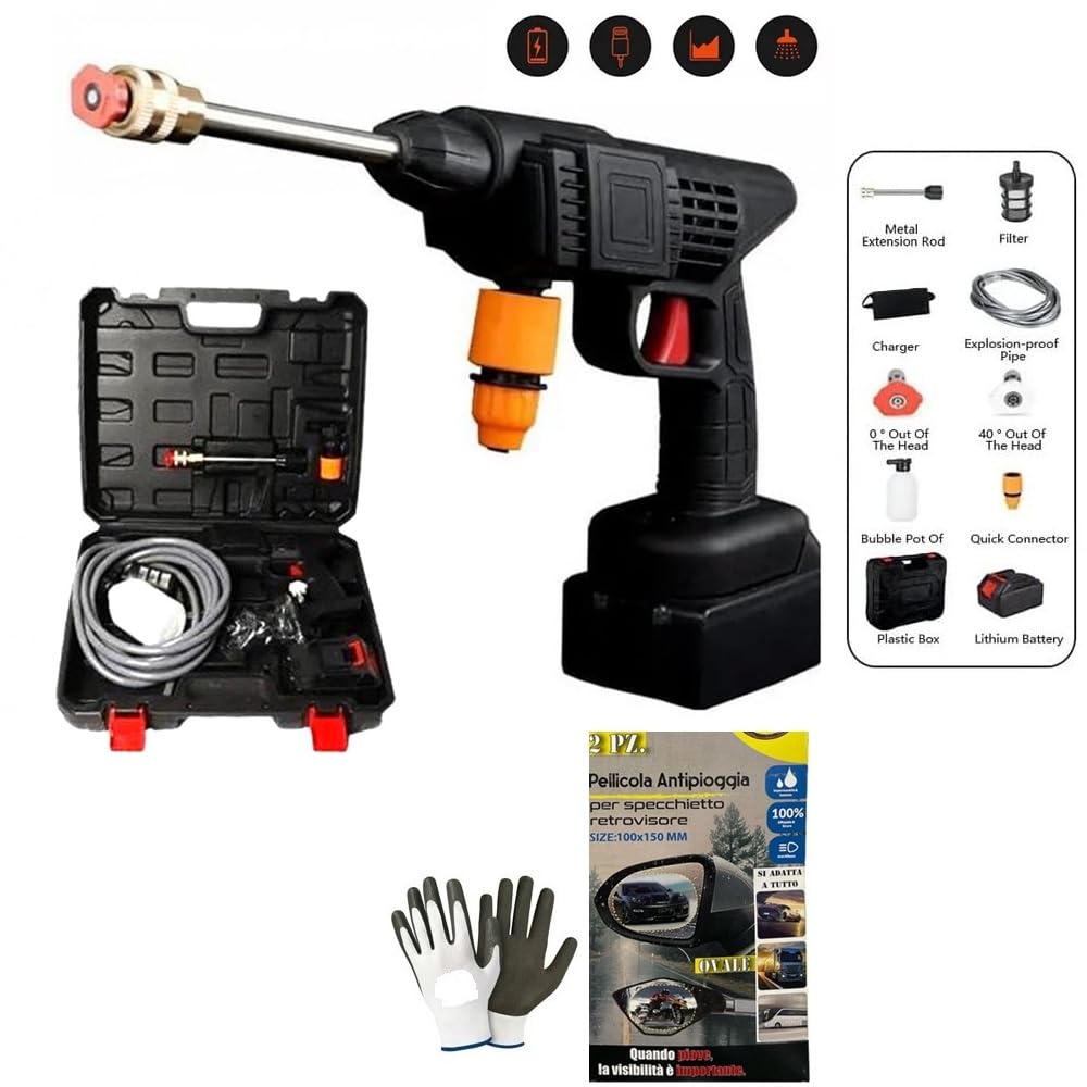 IDROPULITRICE PER GIARDINAGGIO LAVAGGIO AUTO MOTO SCOOTER PAVIMENTI PULIZIA CASA ANGOLI E FESSURE COMPATIBILE CON BUICK Pulitrice Pulivapor Idropulitore PORTATILE SENZA FILI A BATTERIA