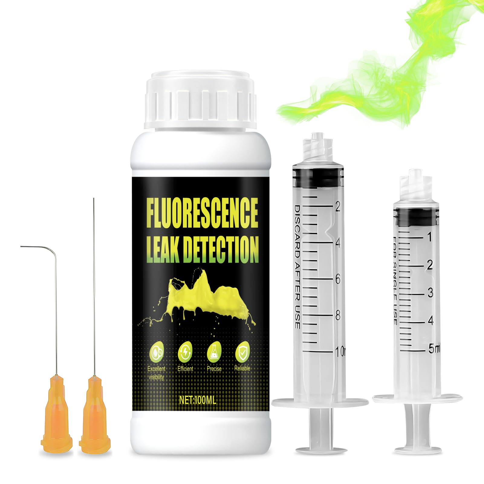 WEILAOK Leak Detection Dye, Drain Dye, Leak Detection Tracing Dye, Fluorescent UV Dye for all Pool, Spa, & Hot Tub Types with Syringe, 100ml