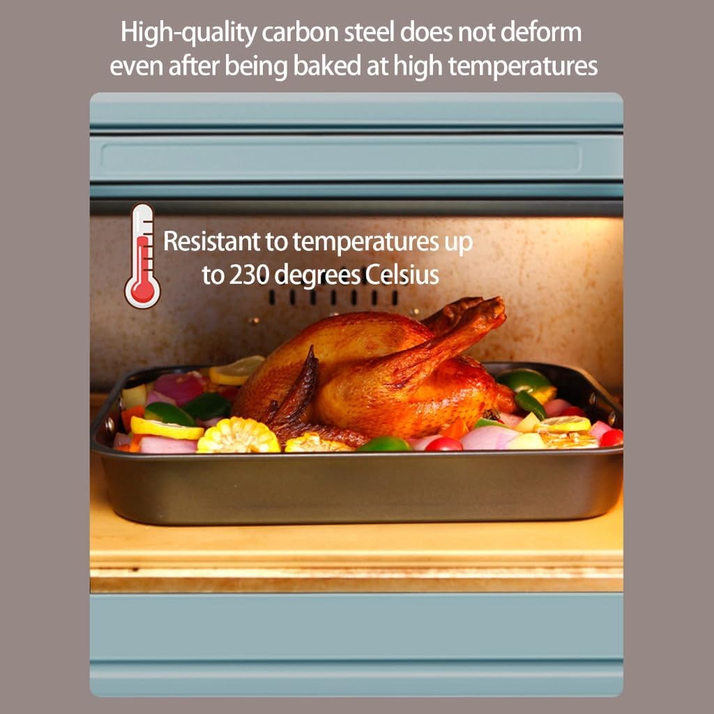 15Inch Carbon Steel Turkey Roasting Pan with Rack for Thanksgiving Christmas