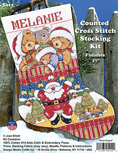 Image of Santa Puppet Counted Cross Stitch Stocking Kit
