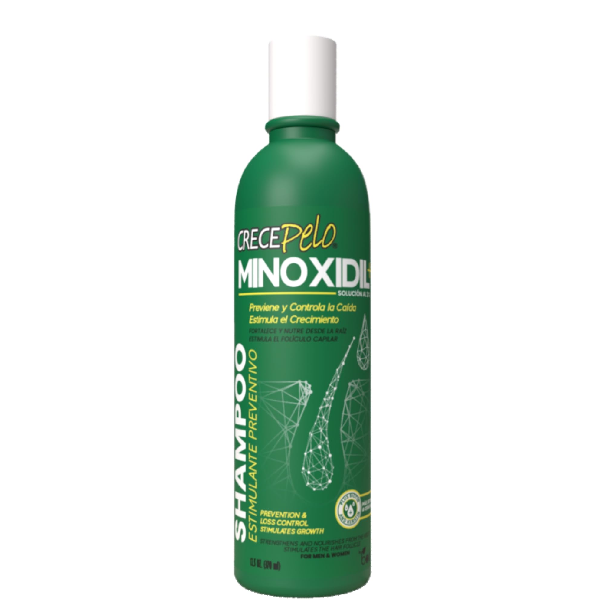 CrecePelo Minoxidil 2 Shampoo Preventive - Hair Loss Treatment for Men Women - Stimulates Regrowth with Biotin Keratin