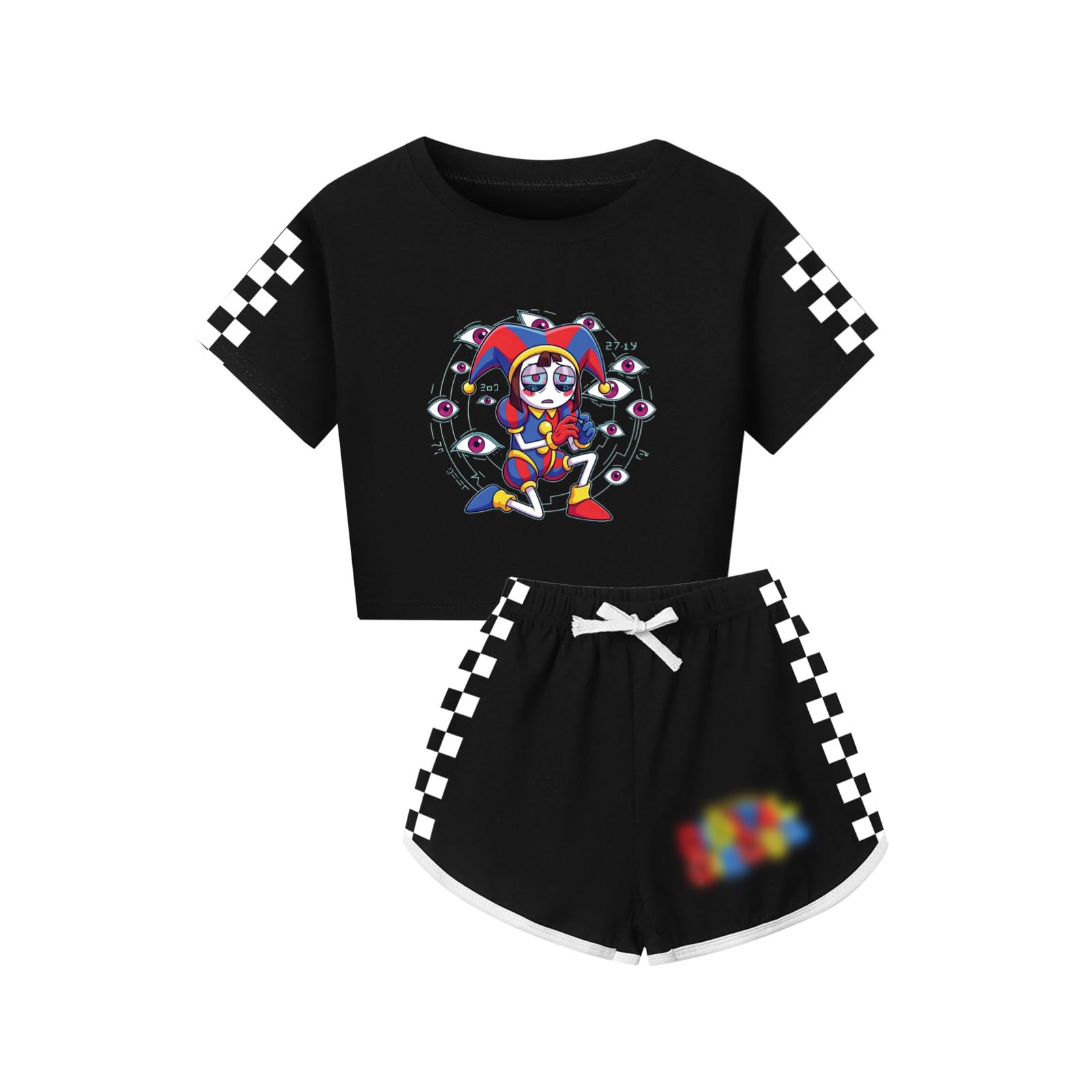 Amazing Circus Tracksuit Kids 2PC T-Shirt and Shorts 2 Piece Summer Outfit Tracksuit Set Pomni Costume Jax Ragatha Character Prints Outfit Adventure Cartoon Anime Suit for Boys Girls
