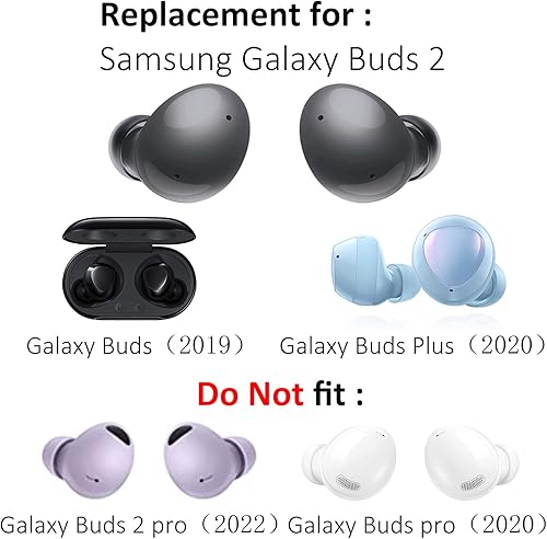 Miniatura 2 de Juego de 6 pares de almohadillas de silicona de repuesto para auriculares Samsung Galaxy Buds 2, auriculares inalámbricos, ajuste en estuche (negro)