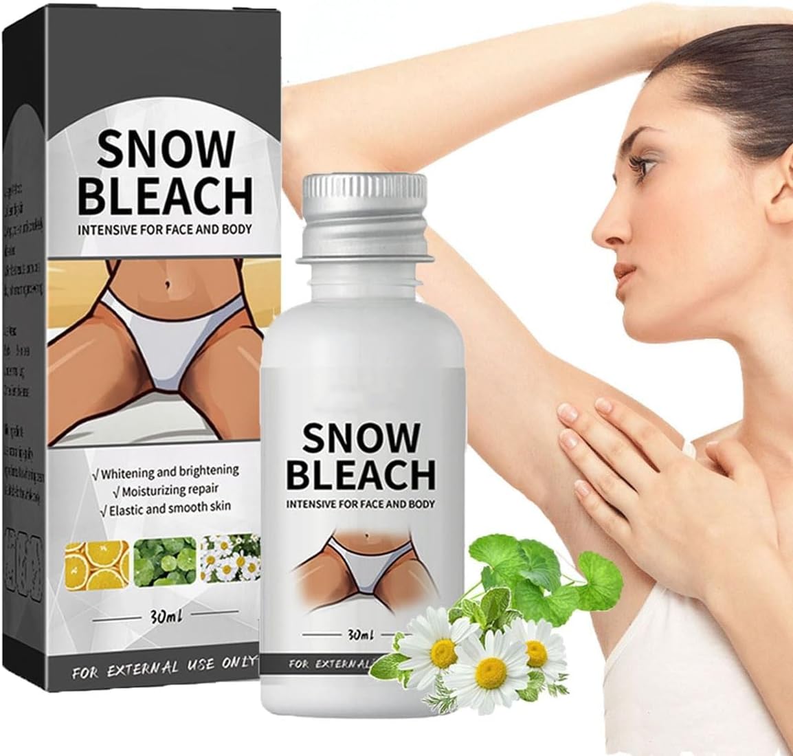 Snow Bleach Cream for dark spot remover for body, Intimate Areas-Underarm, Neck, Armpit, Knees, Elbows, Dark Spot Remover Cream, Skin Lightening Bleaching Cream for Face and Body (1 pcs)