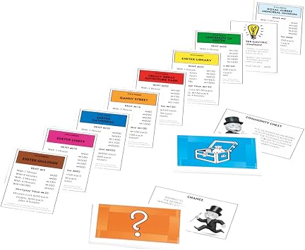 Winning Moves Exeter Monopoly Board Game, Advance to Royal Albert Memorial Museum, Crealy Great Adventure Park or Exeter Cathedral and trade your way to success, makes a great gift for ages 8 plus