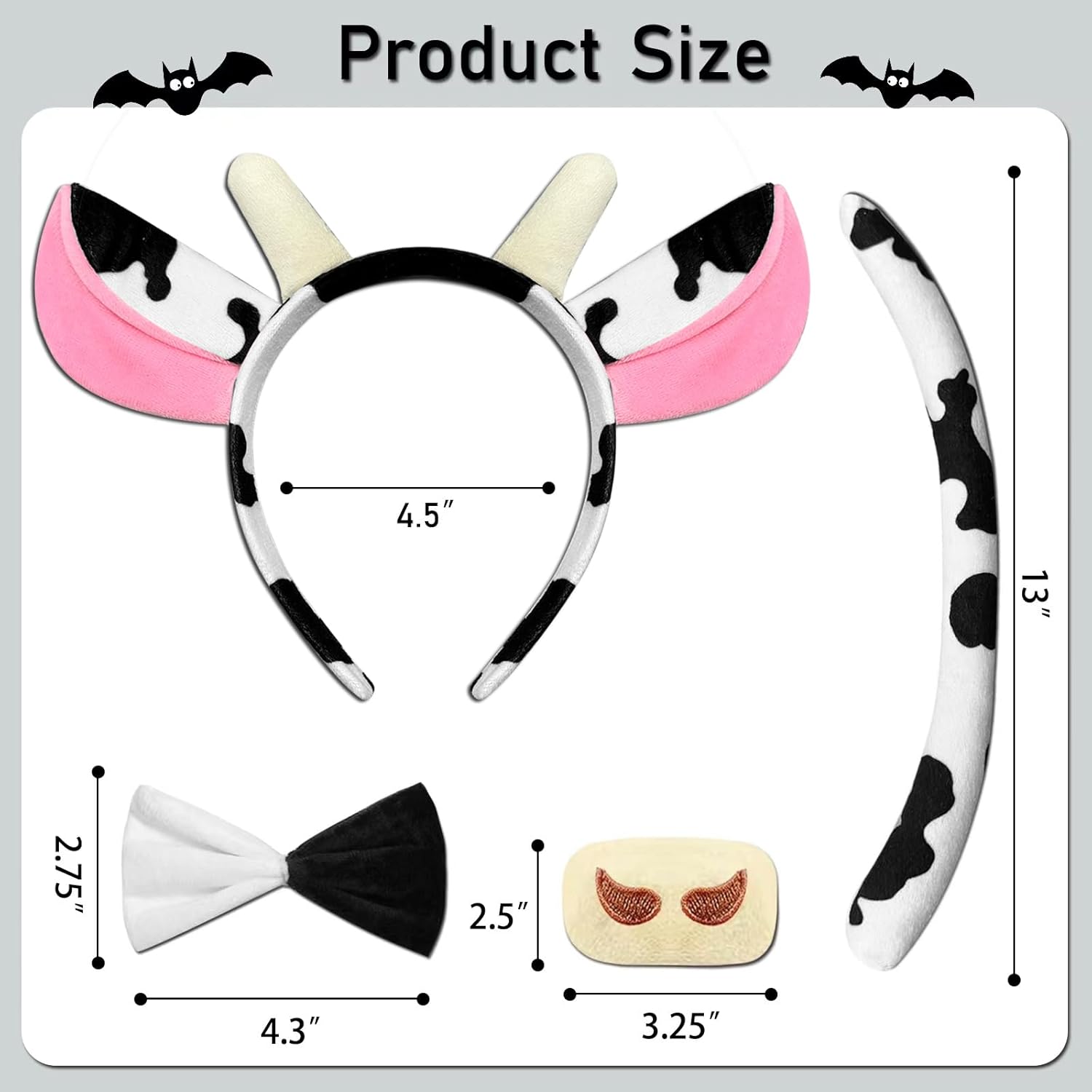 Cow Costume Adult Women - Cow Ears Headband Nose Tail Bow Tie for Adult Woman, Cute Spots Cow Costume Farm Animal Halloween Cosplay Accessories Set Pink - Image 5