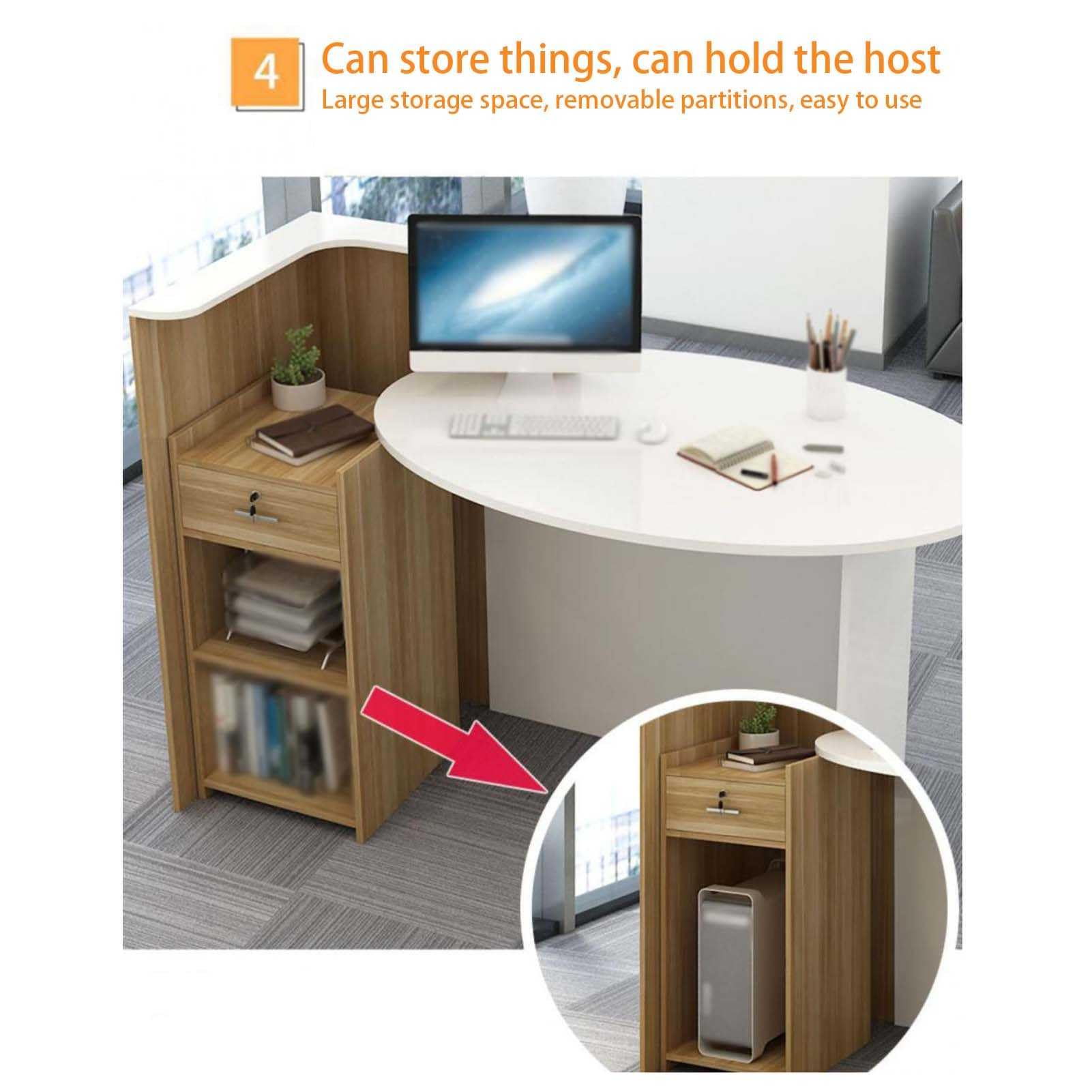 Front-Desk-Empfangstheke, Empfangstheke mit Stauraum an der Rezeption, Einfach Modern Theken-Schreibtisch, Mit Ovalem Schreibtisch und Schublade Mit Schloss, Für Zuhause, Büro, Lobby & Salon