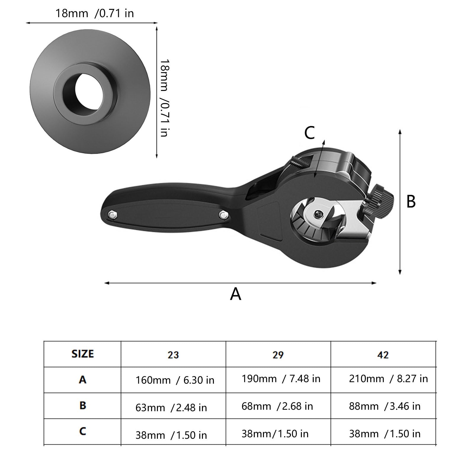 Tagliatubi a cricchetto in plastica resistente e, 42mm