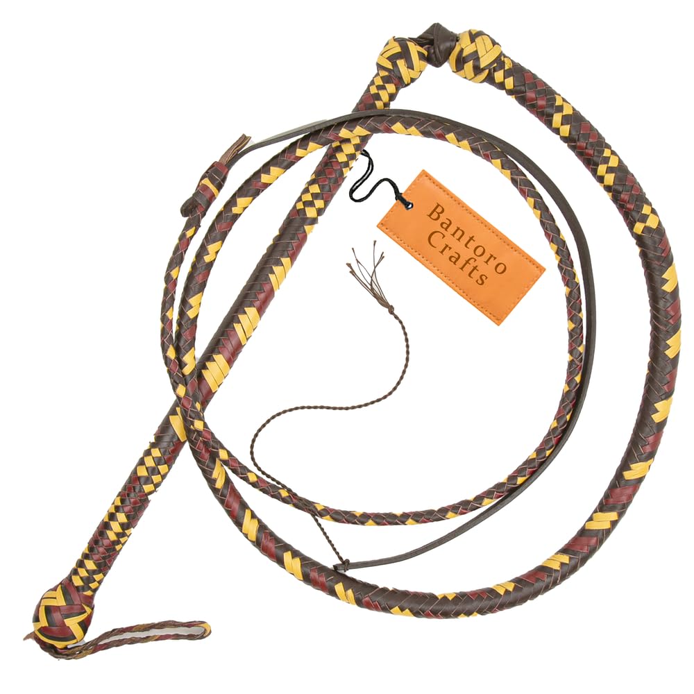 Marrone, Rosso e Crema Frusta 16 trecce Fili Pelle Intrecciata Frusta in Vera Pelle Pancia in Pelle e Supporto in Pelle all'Interno Frusta Che schiocca Forte