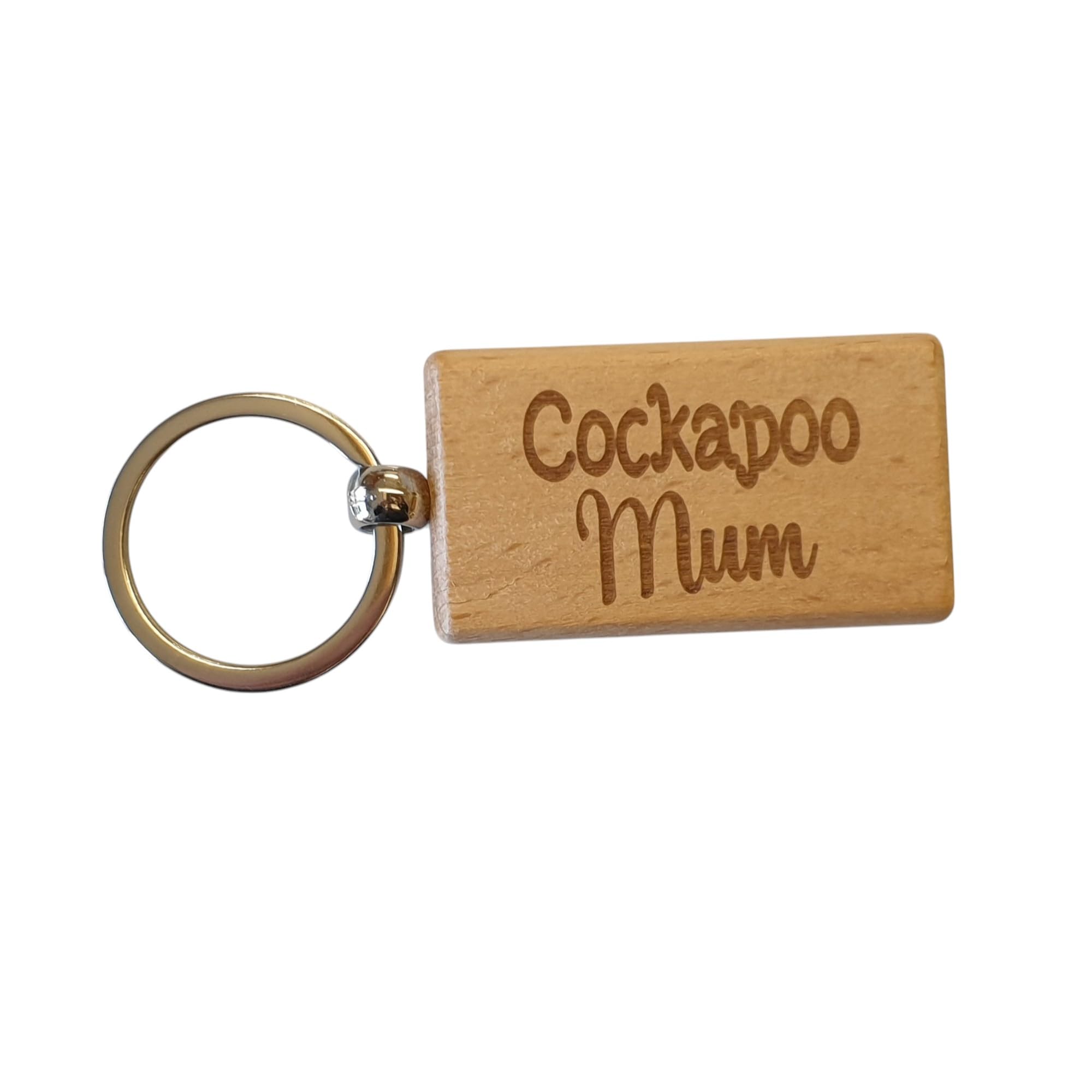 Decalarama Brown Cockapoo Mum Keyring Gift - Nice Cute Engraved Wooden Key Fob Novelty Dog Owner Present