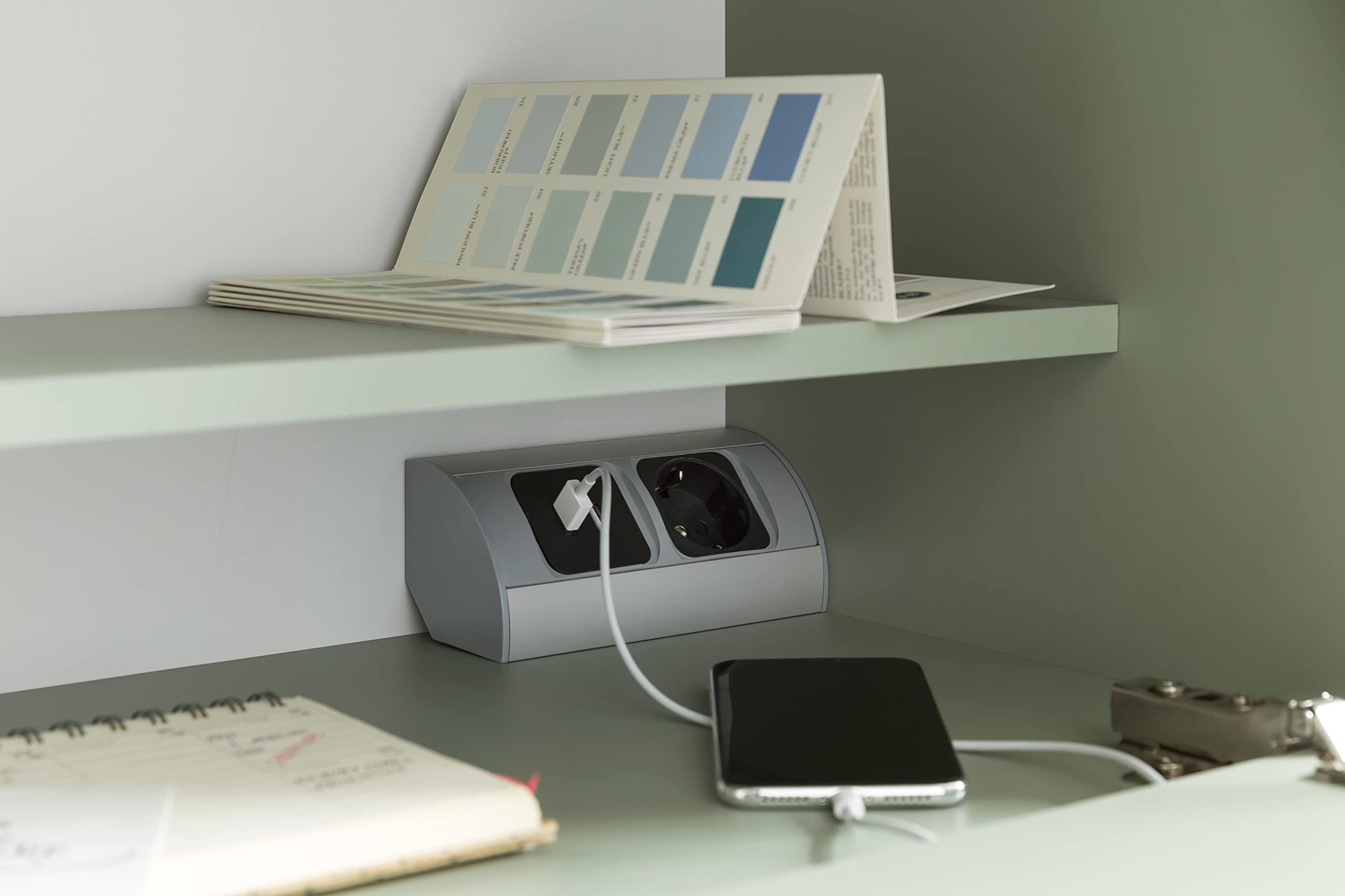 Schildmeyer ELSA 153199 Sekretär mit USB-Aschluss und Steckdose, 65,2 x 39 x 101,7 cm, Pistazie
