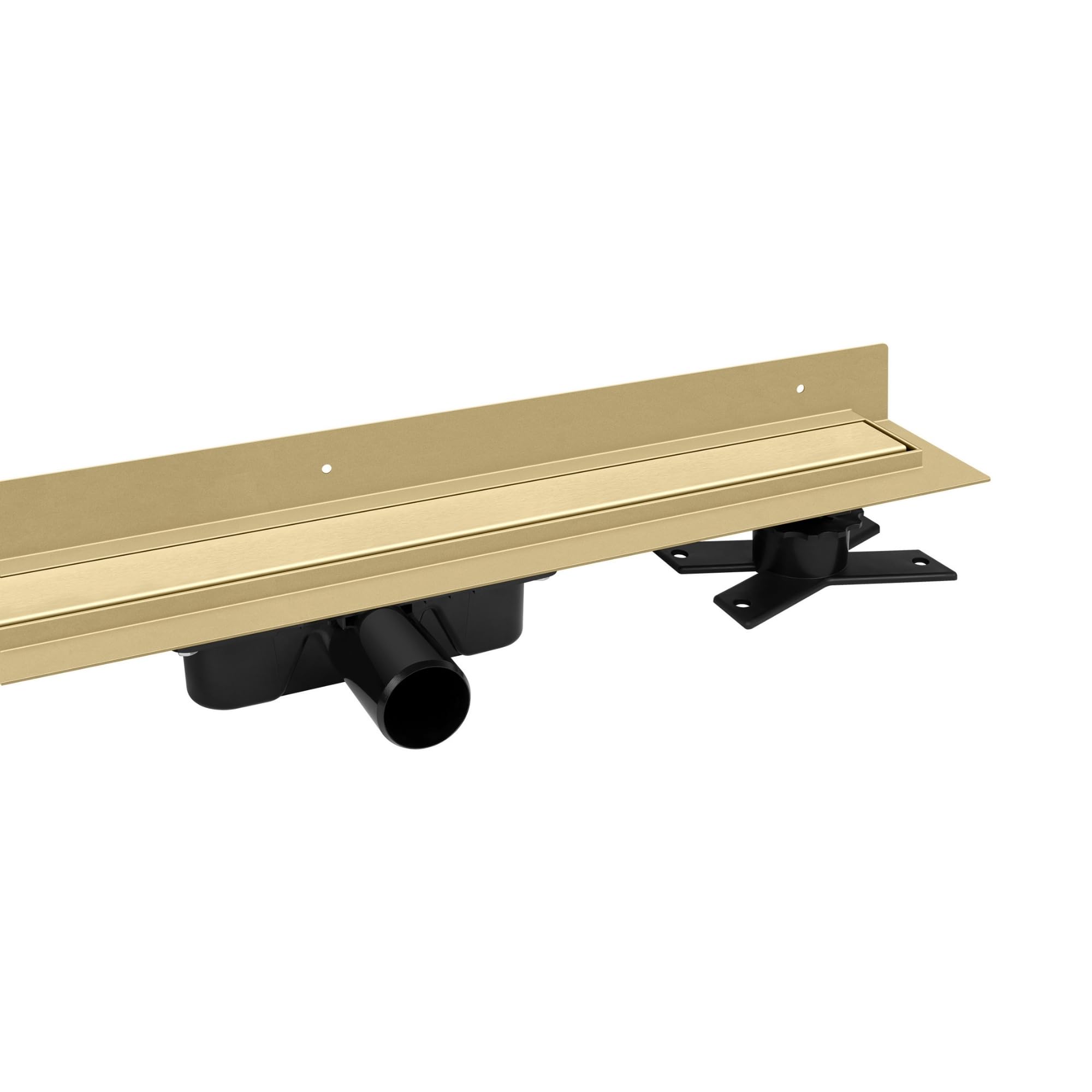 Wand-Duschrinne Premium SLX Gold PVD 90 cm, Duo-Rost – befliesbar oder mit Edelstahlabdeckung, Edelstahl AISI 304, Siphon Ø50, Haarsieb