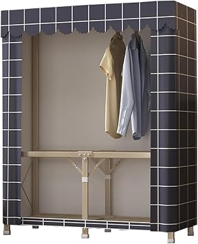 Wardrobe, No Installation Required, Closet Clothes Storage, Hanger Rack, Shelf, Large Capacity, Closet, Hanger Rack, Waterproof, Dustproof, Stain Resistant, Clothes Storage, Strong Load Capacity, B,