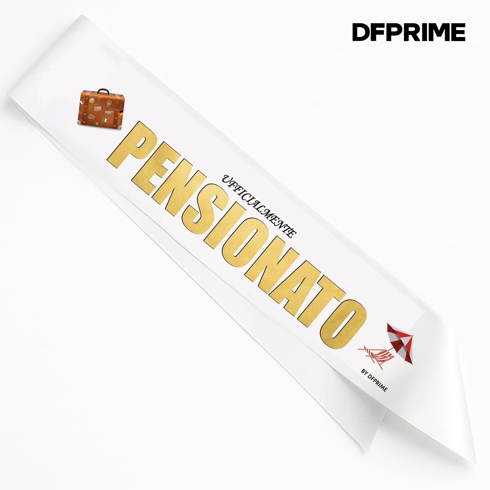 DFPRIME Fascia Ufficialmente Pensionato - Gadget Pensione Uomo - Idea Regalo Pensione Uomo Divertente - Fascia in Raso 2 Metri - Made in Italy per Festa Pensionamento - umarell