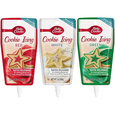 Signature Brands Betty Crocker Christmas Colors Decorating Cookie Icing - 3 Pack- Red Green and White Cover