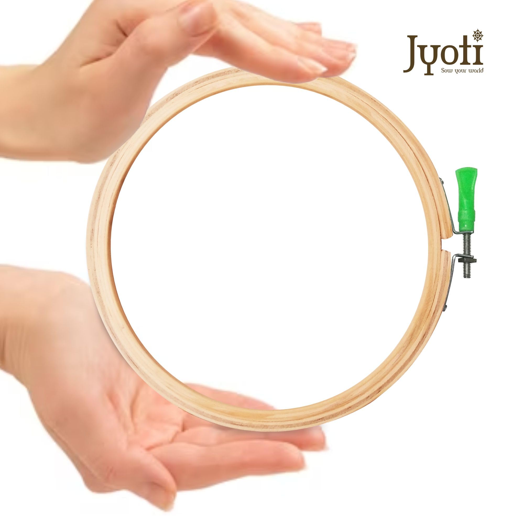 Jyoti Embroidery Hoop, Wooden Round Adjustable, (3 Ply of 6 Inches with Steel Fitting), Easily Loosen/Tighten, Cross Stitch Hoop Ring for Sewing, Needlework, Craft Projects & Ornaments - Pack of 3