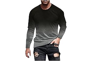 Men's Valenciaga-Inspired Long Sleeve Gradient Color Loose Pullover Graphic Tee