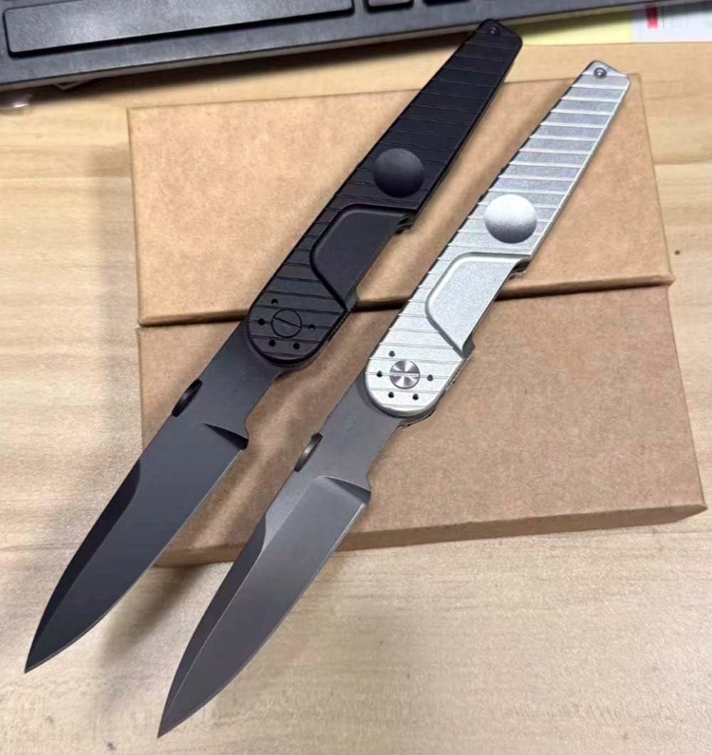 Klappmesser 8.7" Taschenmesser Tragbar aus schwarz stahl, Alu aluminium, Slim Outdoor Messer Survival Jagdmesser Scharfes Einhandmesser, EDC Messer mit clip, N690 edelstahlklinge, Ergonomisches Design