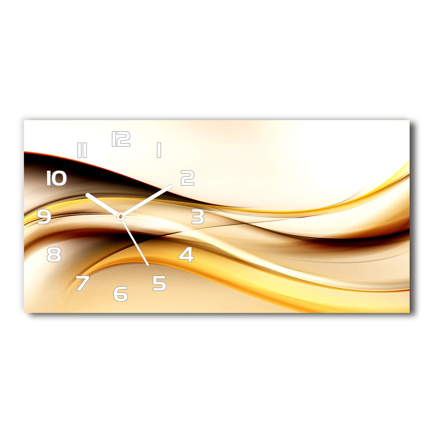 Horloge en verre 60x30 cm Tulup silencieuse sur pied design vagues abstraites blanches