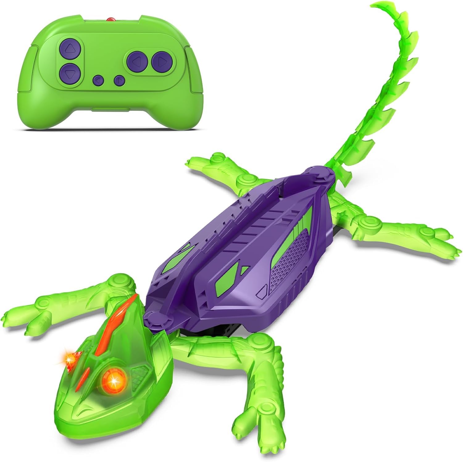 Goody King Gecko Wandflitzer, Ferngesteuerter Gecko Klettert Wände Hoch, 360° Drehbar und für Boden und Wand Geeignet, Realistische Bewegungen, Wall Crawler Spielzeug Geschenk für Kinder ab 3+ Jahren