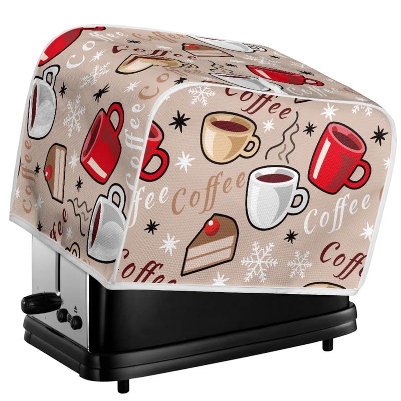 KuiaobatyCoffee Cake Pattern Kitchen Toaster Dust Cover for 2/4 Slice Toaster, Bread Toaster Machine Cover Dust Protection