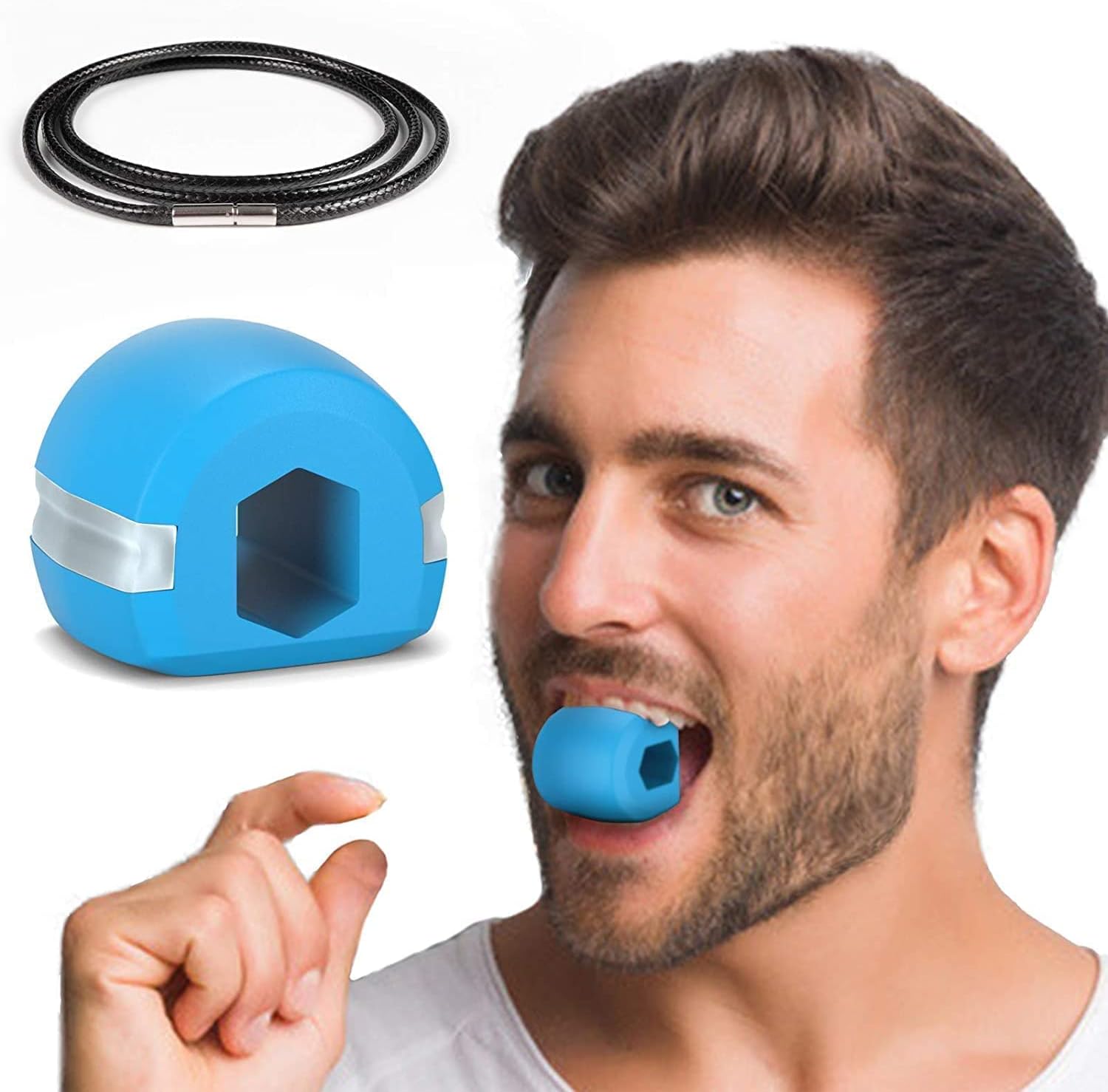 B-BUCKET Jawline Exerciser Jaw, Face, and Neck Exerciser - Define Your Jawline, Slim and Tone Your Face, Look Younger and Healthier - Helps Reduce Stress and Craving- Free Jawline Rop Hanger For neck