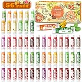 Yopela 56 Pack Natural Lip Balm in Bulk with Vitamin E and Coconut Oil - Moisturizing, Soothing, and Repairing Dry and Chapped Lips - 14 Flavors - Non-GMO Valentine's Gift