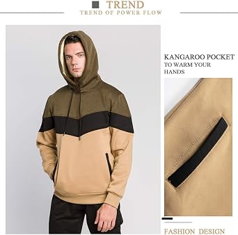 Gesean Men's Novelty Color Block Pullover Fleece Hoodie Casual Sweatshirt