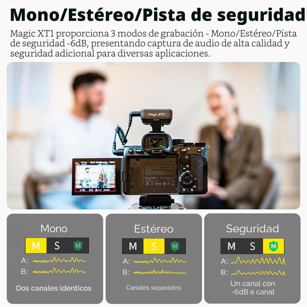 GODOX Magic XT1 Micrófono corbata inalámbrico para cámara (2 TX + 1 estuche de carga RX), mini micrófono con cancelación de ruido, batería de 16H, pantalla táctil 200 m