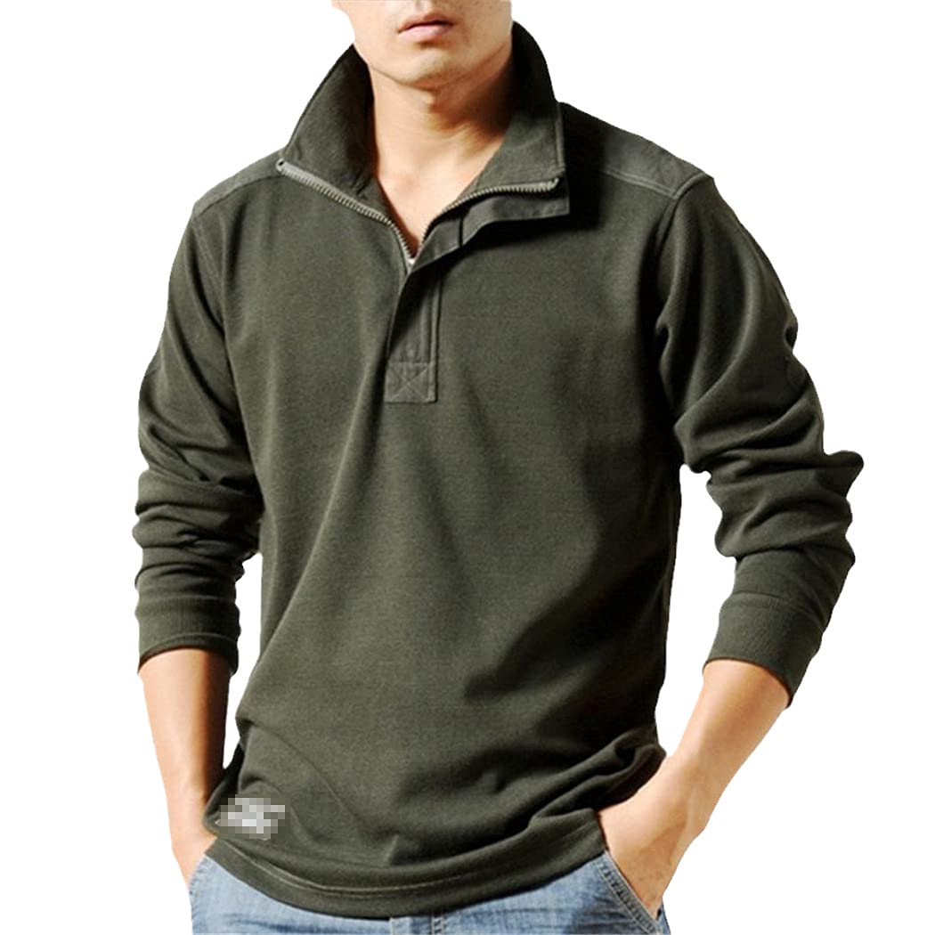 Camicie Casual Uomini Autunno Sciolto Manica Lunga Tattico Camicie Militare Grande Formato Affari, Verde militare, L