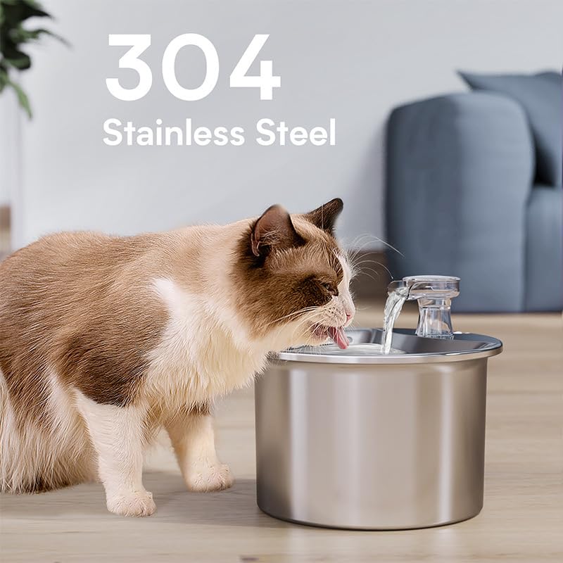 猫用水噴水 ステンレス鋼、2Lペット用噴水、超静音自動猫用水飲み器 Amazon | Pet Zzz 2.2L ペット用ウォーターサーバー、猫用自動