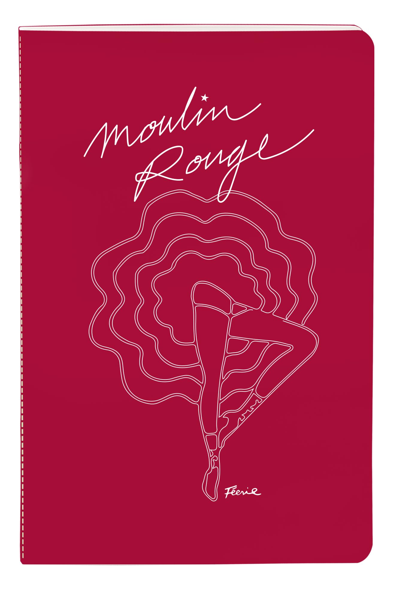 Clairefontaine 812432C - Small Moulin Rouge Thread Stitched Notebook 11x17cm 64 Lined Pages Paper White 90g Moulin Rouge Collection 4 visuals, Random delivery