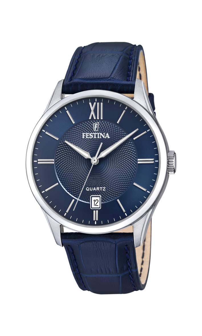 FestinaReloj Modelo F20426/2 de la colección Acero Clasico, Caja de 43 mm Correa de Piel Azul para Caballero