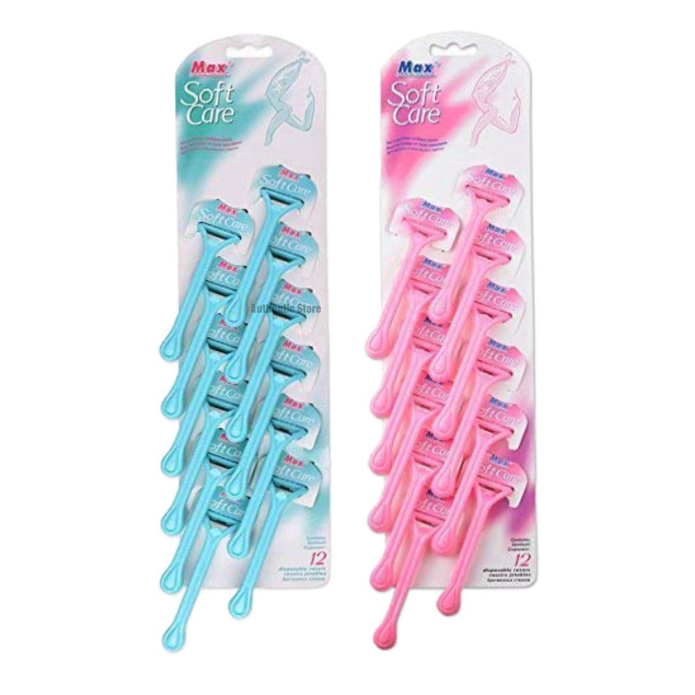 Sixfire Soft Care Disposable Razor for Body for Women and Men With Nourishing White Stripe Shaving Razor For Men And Women Travel Body Hair Removal (Pack of 12) (Blue Or Pink) (Random Colour)
