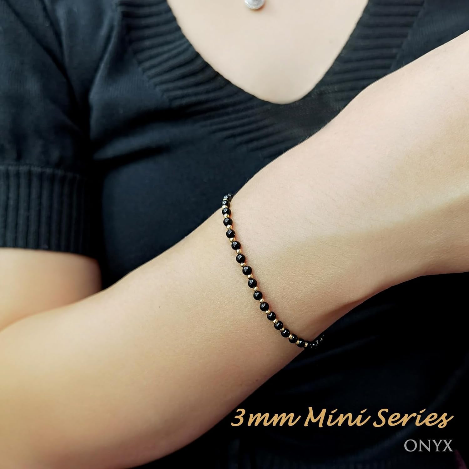 Morchic 3mm Tiny Beads Natural Gemstone Bracelet for Women, Adjustable 7.1" Energy Gem Charm Jewelry, Dainty Handmade Birthday Gift - Image 4