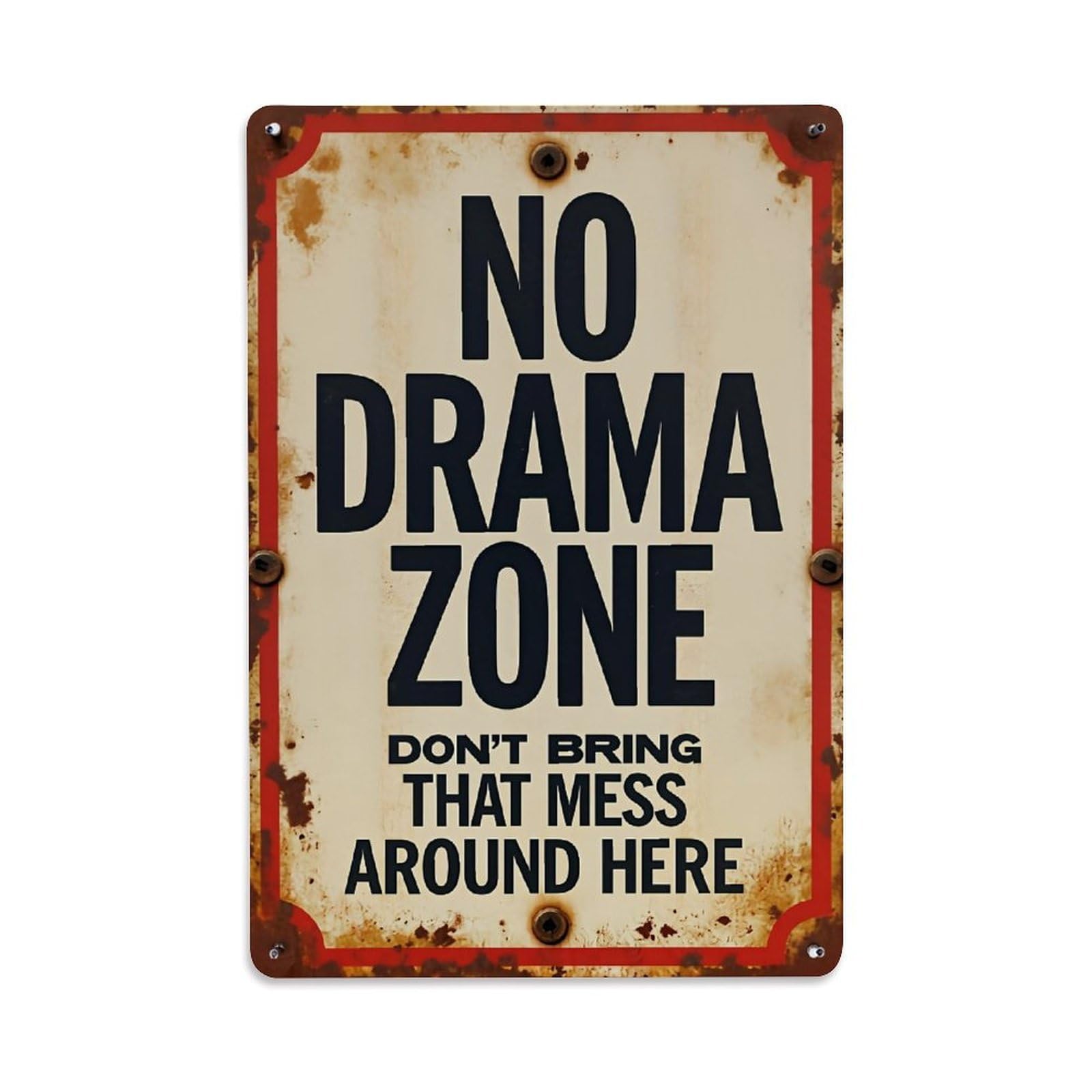 Jdyaojiesheng Vintage No Drama Zone Sign Tin Sign Retro Metal Wall Decor Metal Poster, Home Bar Garage Farmhouse Cafe Wall Art Decoration 8X12inches