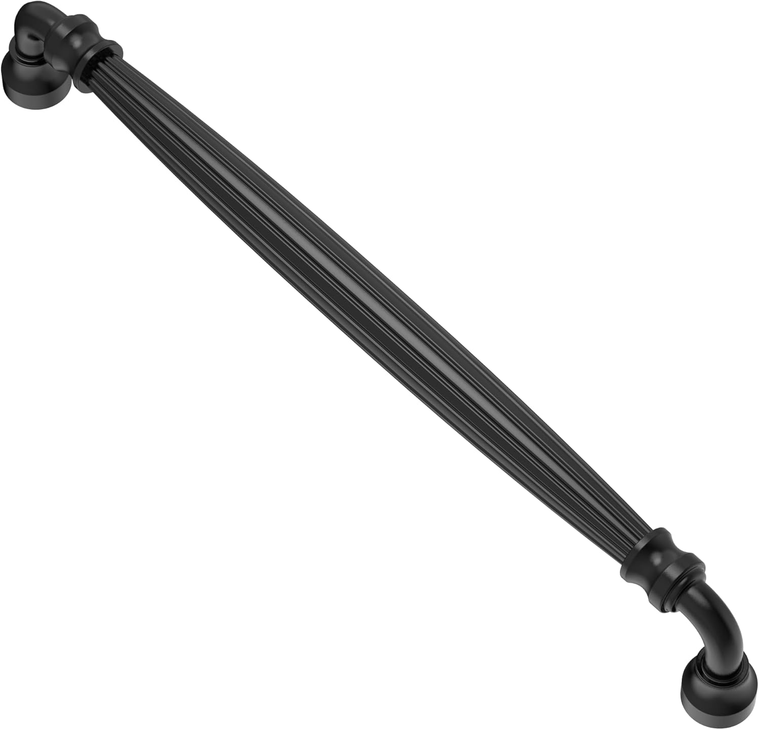 Alzassbg Cabinet Pulls, Matte Black, 5 Inch Hole Center, Fluted Design, Decorative Hardware Handles, 10 Pack, AL0006BRG
