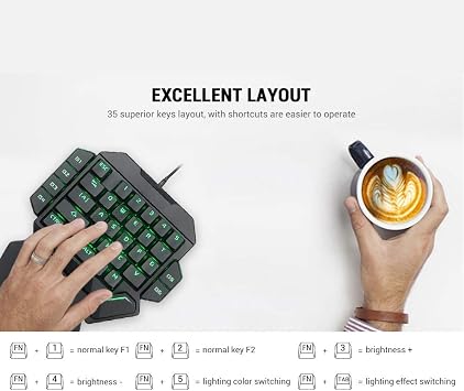 K50 One - Handed Gaming Keyboard, Mechanical Keyboard with RGB Backlight, 35 - Key Compact Design with Macro Function for PC, Ergonomic Wrist Rest for Comfortable Typing and