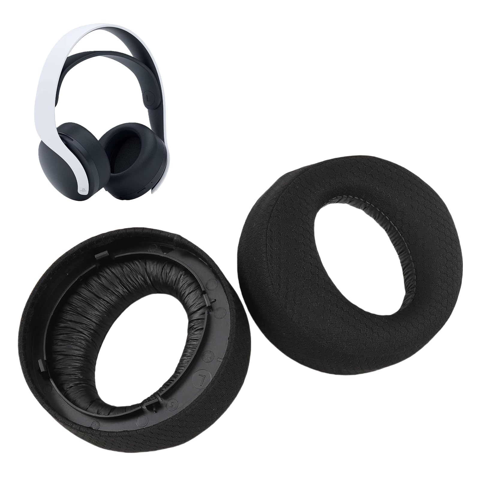 Coussinets Casque d'oreille de Remplacement pour PlayStation 5 Pulse PS5 3D avec Tissu Respirant et Mousse Anti-Bruit