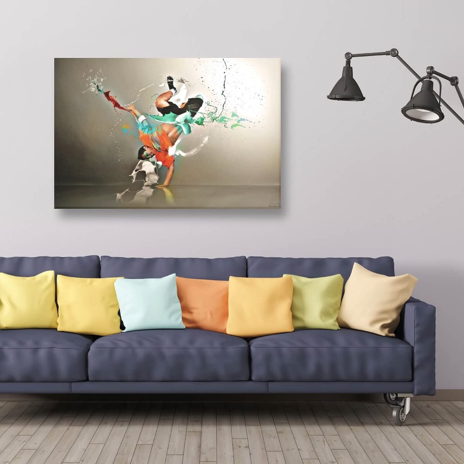 Poster di arte artistica da parete con danza hip hop, con stampa artistica su tela, 50 x 75 cm