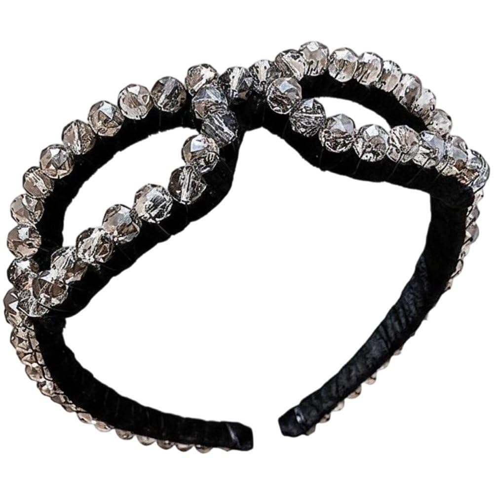 Sslvya Crystal Glasses Shaped Headband Sparkly Hair Hoop Rhinestone Hair Band for Wedding Prom First Communion