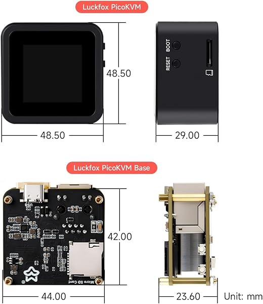WayPonDEV PicoKVM KVM Light IP KVM, boîtier noir avec écran tactile de 1,54 pouces, prend en charge l'entrée vidéo HDMI 1920 x 1080@60fps La sortie du signal HID permet de contrôler à distance les - 4