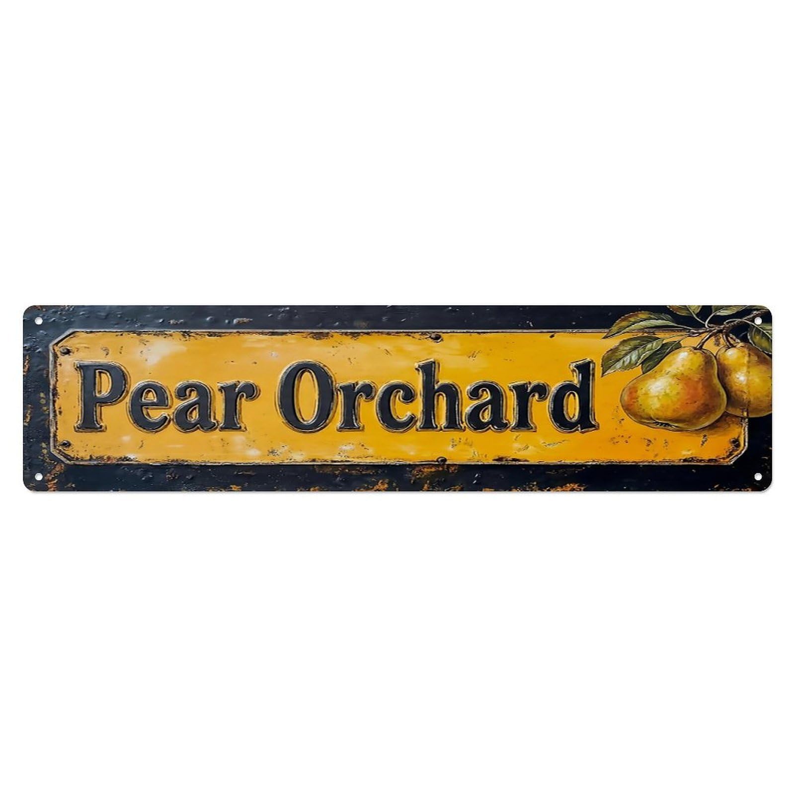 Vintage Pear Orchard Golden Farmhouse Metal Tin Sign