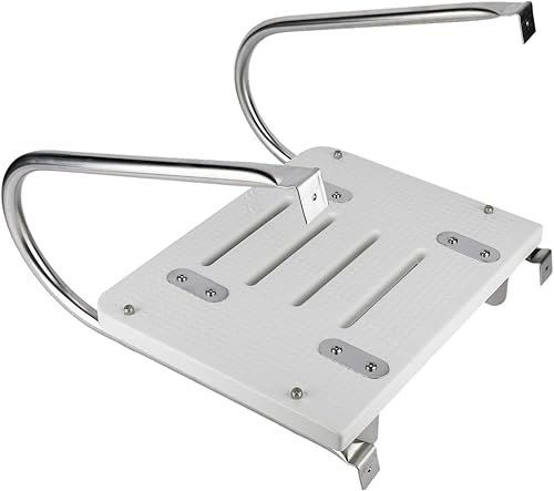 Miniatura 8 de NovelBee Escalera plegable universal de 4 escalones con escalón extra ancho y dos pasamanos, escalera telescópica para barco con accesorios de