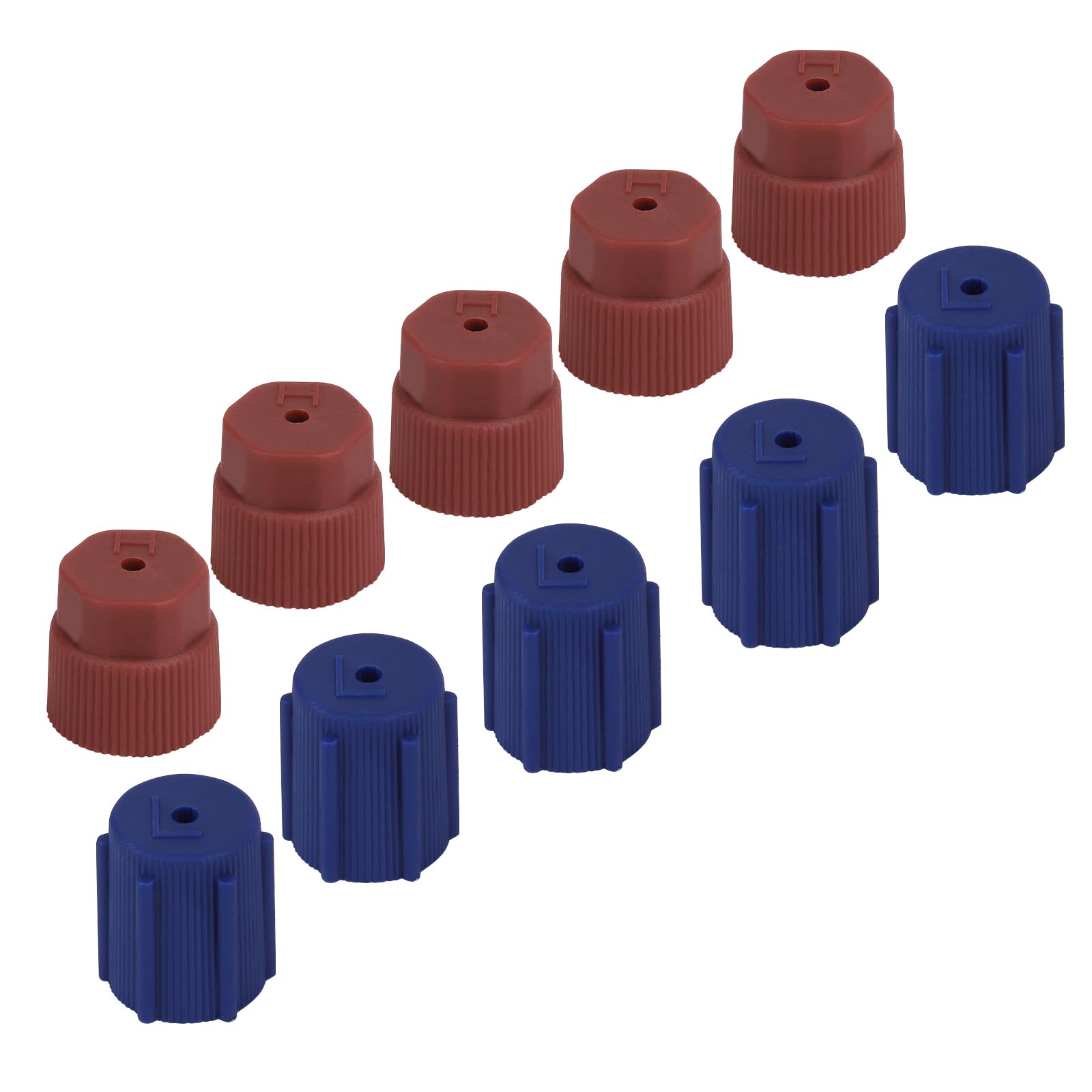QPQ 10Pcs R134a A/C Caps 13mm and 16mm Air Conditioning Service AC Charging Port Caps for Most Vehicles with R134a Systems - 5 Red High-Side and 5 Blue Low-Side